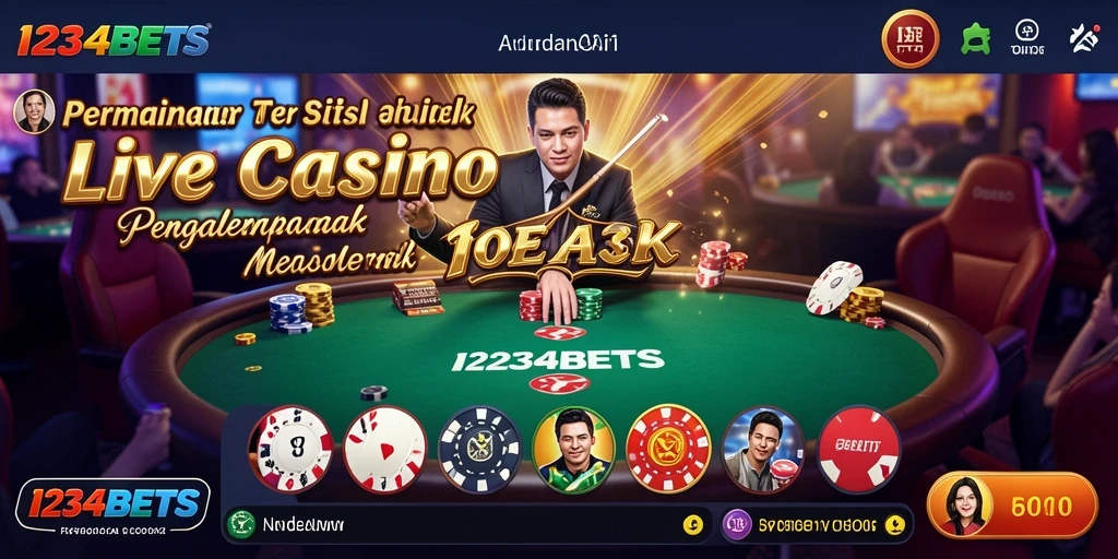 Tampilan gameplay Live Casino di 1234BETS dengan dealer profesional.