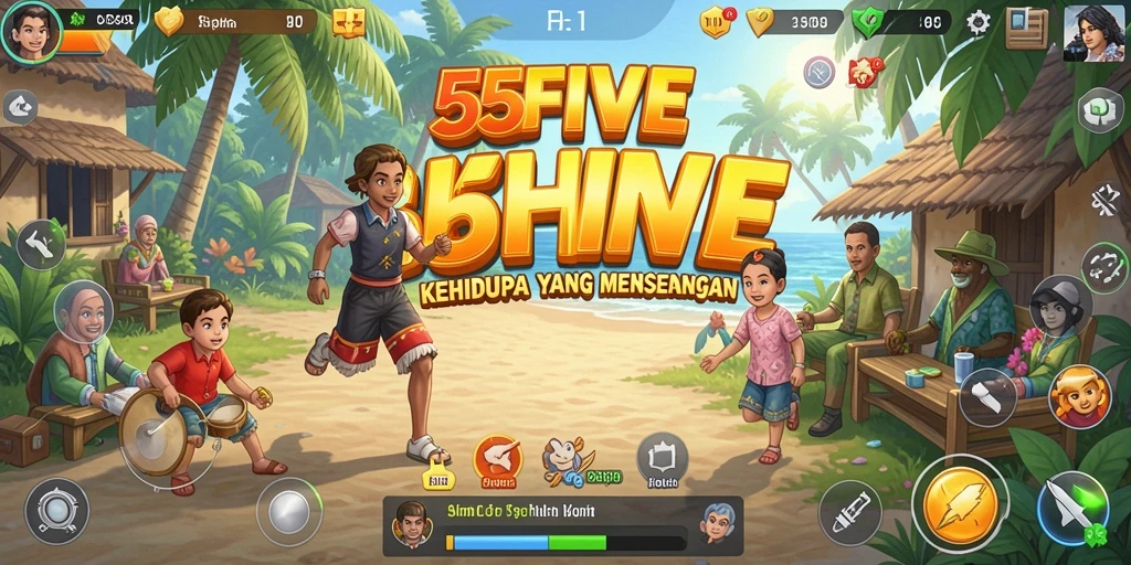 Tampilan gameplay 55FIVE dengan grafis yang menarik dan interaksi karakter.