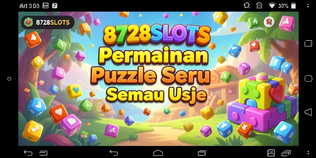 Tangkapan layar game 8728SLOTS menampilkan momen seru dalam menyelesaikan puzzle.