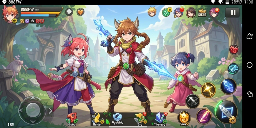 Screenshot dari gameplay seru di 888FW dengan karakter Anime.