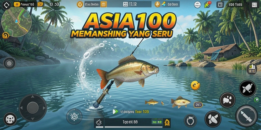 Gameplay ASIA100 menunjukkan momen seru saat menangkap ikan.