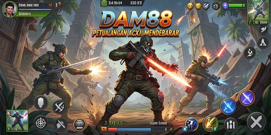Screenshot utama DAM88 menampilkan aksi seru dalam pertempuran intens.