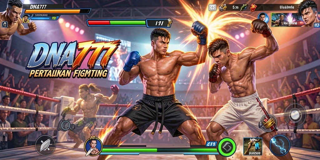 Tampilan gameplay seru dari DNA777 yang penuh aksi Fighting.