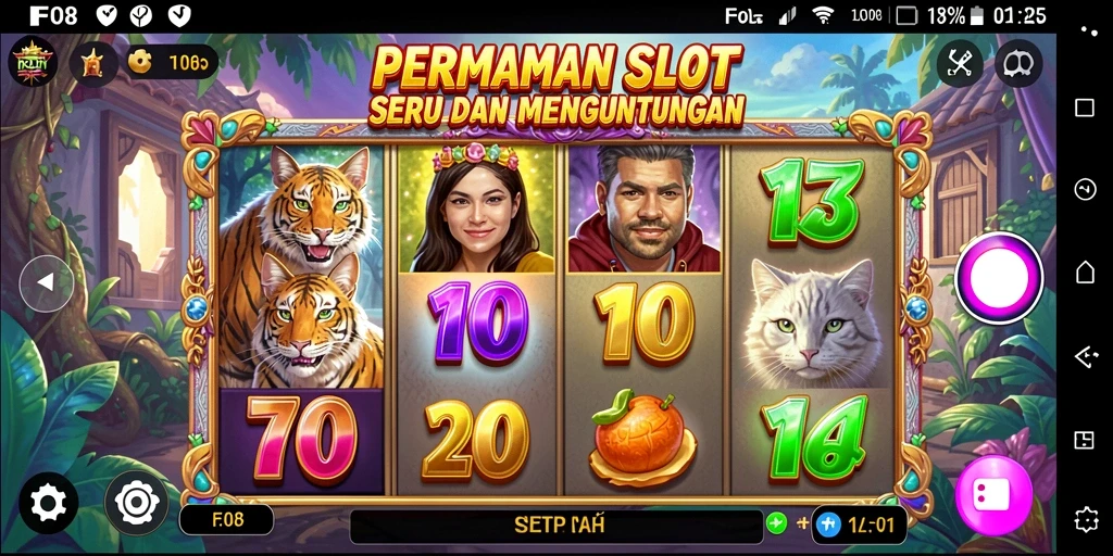 Screenshot gameplay F08 dengan tema slot yang menarik.