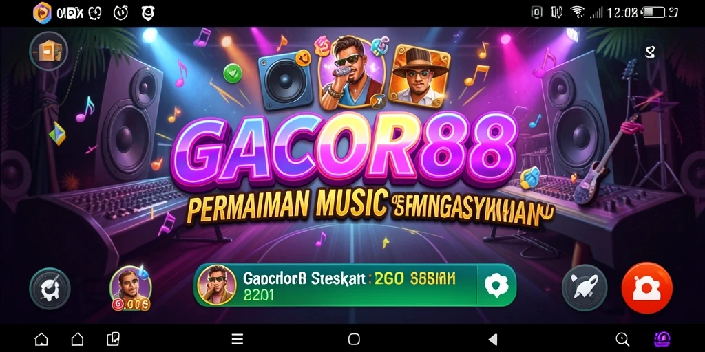 Tampilan gameplay seru di GACOR88 dengan berbagai lagu populer.