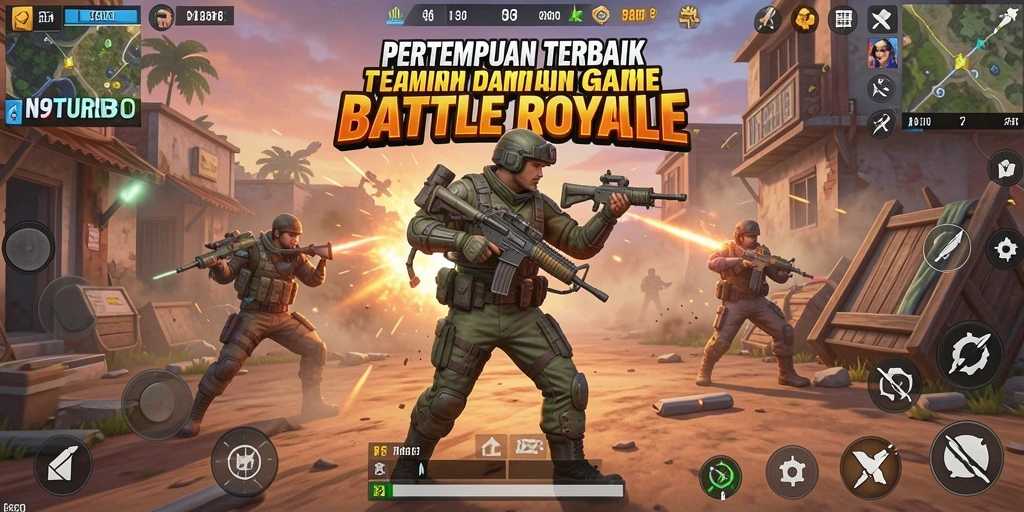 Gameplay intens dan seru N9TURBO yang penuh aksi Battle Royale.