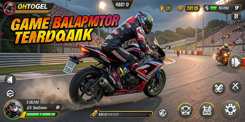 Tampilan gameplay OHTOGEL yang menegangkan saat balapan motor.
