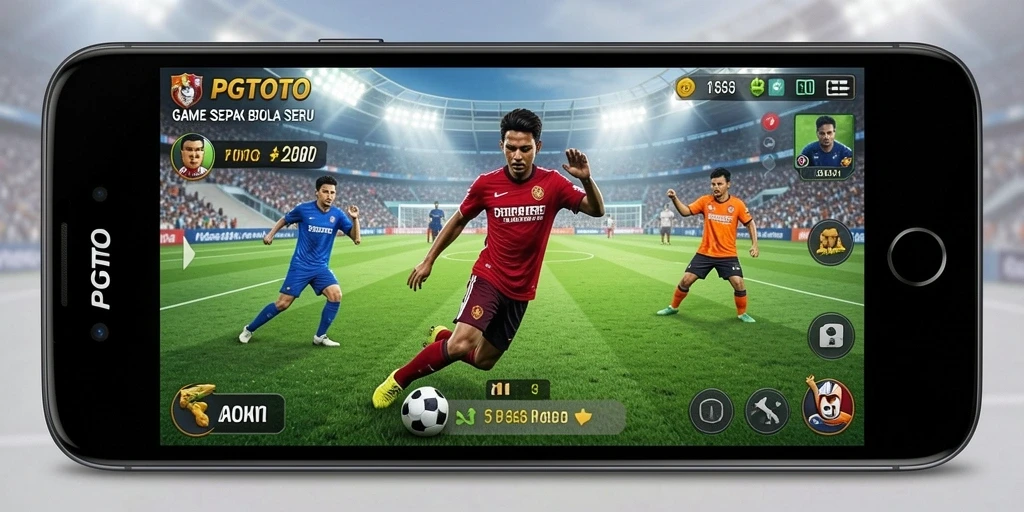 Screenshot gameplay PGTOTO dengan aksi sepak bola yang mendebarkan.