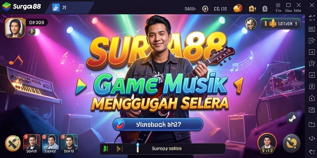 Tampilan menarik dari gameplay musik SURGA88 yang penuh warna.